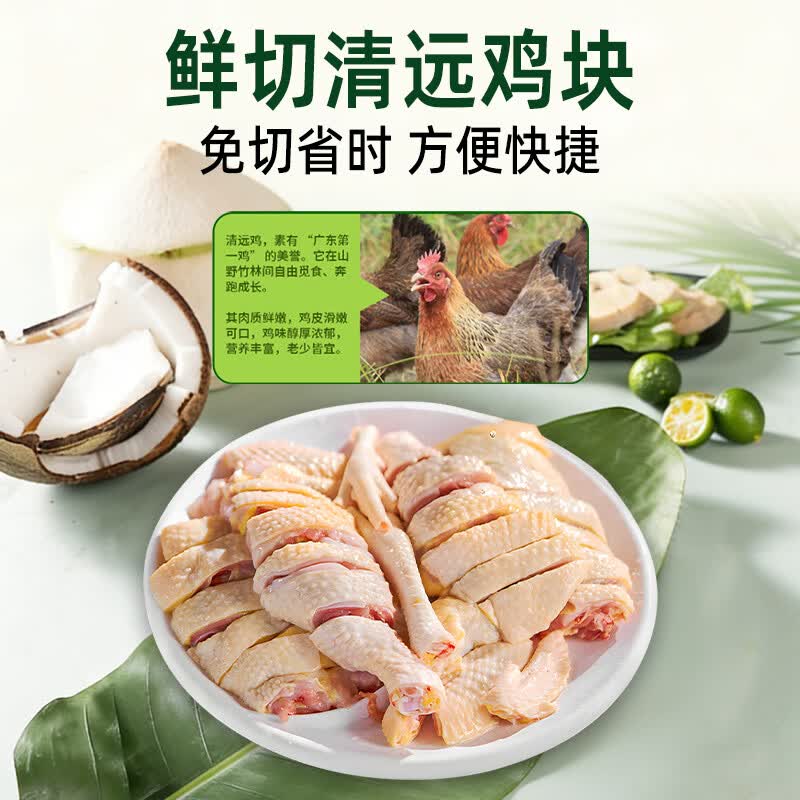 鲜其间【网红莫氏鸡煲】清远鸡新鲜母鸡切块整只走地鸡肉椰子鸡火锅 切好块配套【莫氏鸡煲4-5人份】赠菜心面*2+虫草花*1