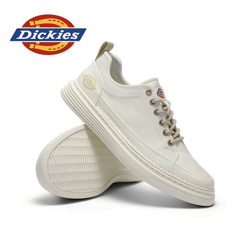 Dickies品牌男鞋2026新款户外透气耐磨减震休闲运动鞋潮流时尚百搭帆布鞋 米白 45