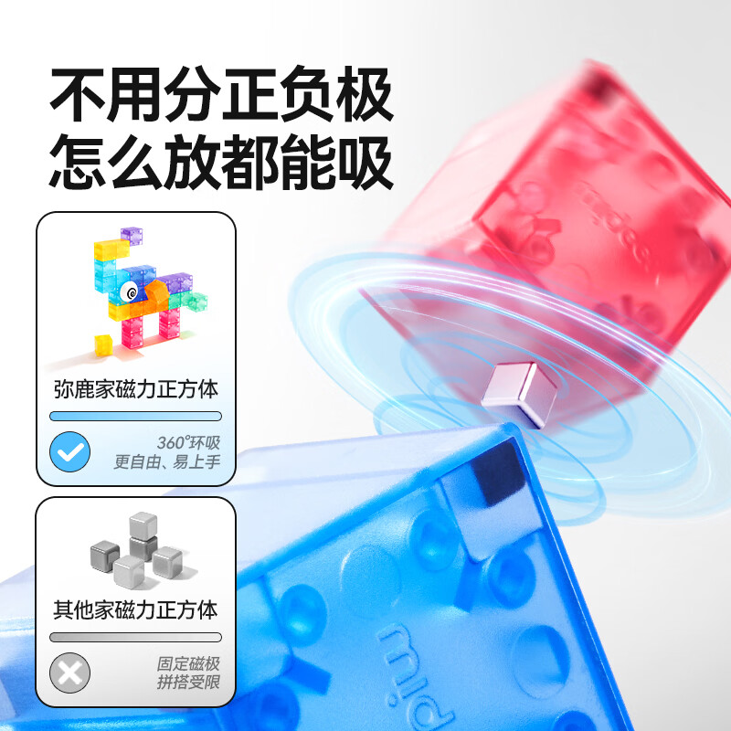 弥鹿(MiDeer)儿童磁力方块积木正方体搭建玩具六面强磁立体益智拼装六一节礼物 磁力正方体-30pcs