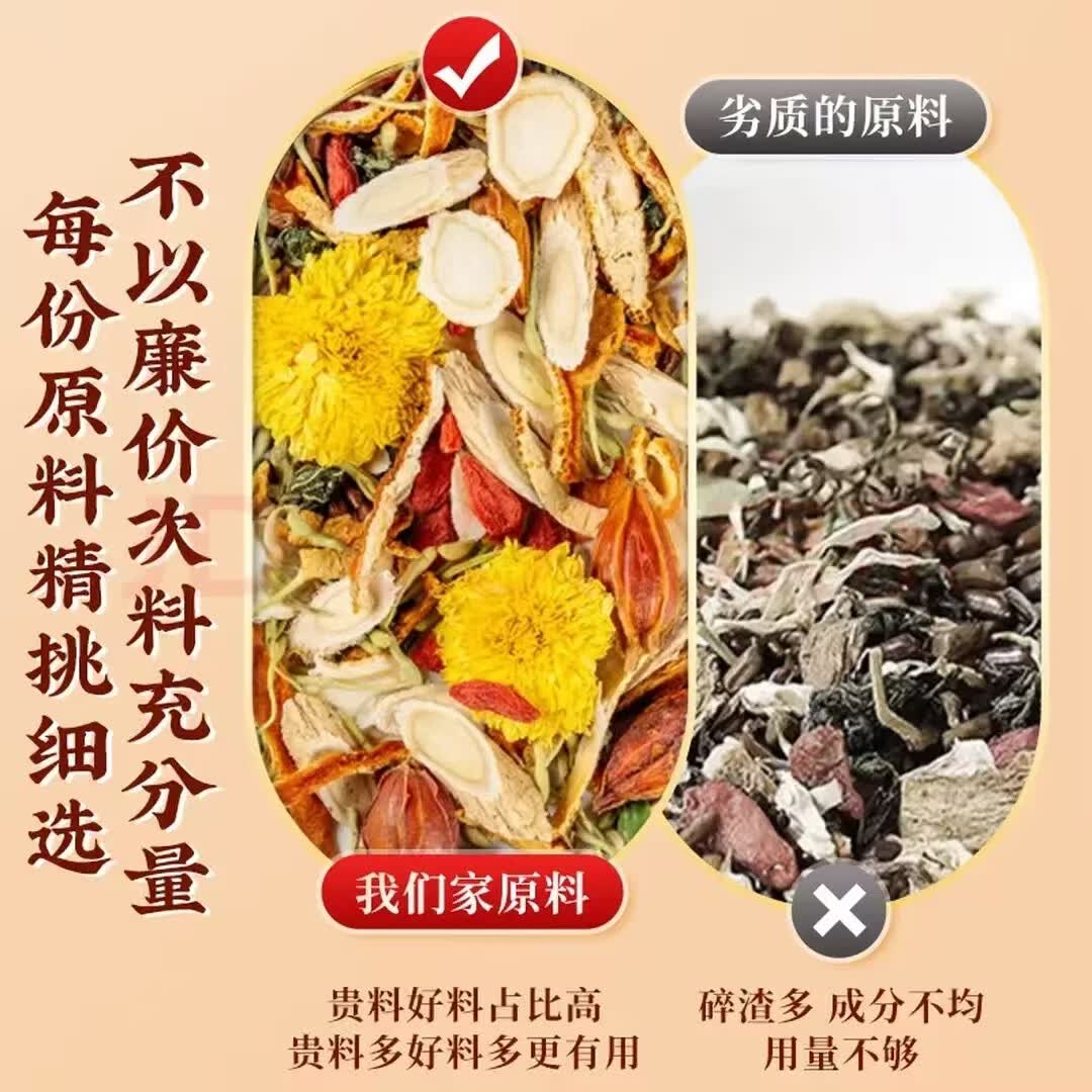同仁堂(TRT)西洋参黄芪菊花枸杞茶调理内火益气生津舒缓眼涩久坐熬夜独立茶包 清肝明目 共60包 30包*2袋