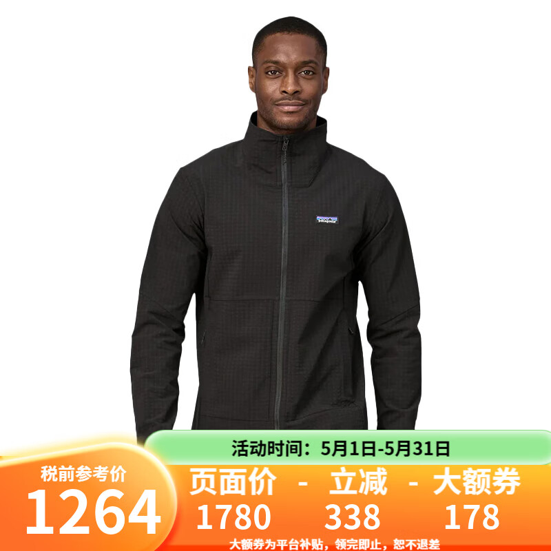 巴塔哥尼亚（Patagonia）巴塔抓绒衣男女R1 TechFace系列运动户外抓绒外套 83580/83581男款-BLK-黑色-R1 TechFace Jacket M
