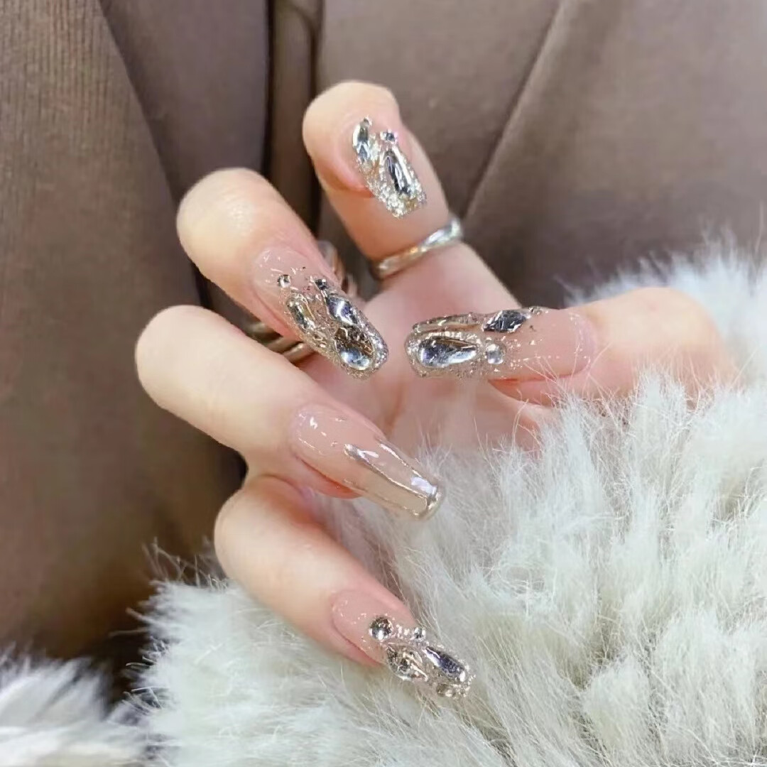 珍珠仙气孕妇穿戴婚甲高级感新娘指甲贴片中长款美甲甲片成品结婚