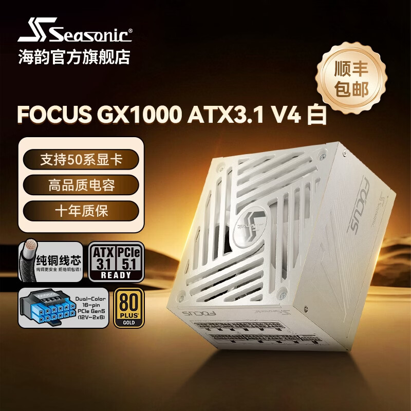 Seasonic 海韵 FOCUS 金牌（90%）金牌全模组ATX电源 1000W