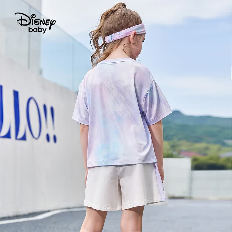 迪士尼（Disney）迪士尼女童运动套装2026夏季新款儿童休闲运动套装两件套女夏装 梦幻蓝紫晕染 140  高135-145cm重60-70斤
