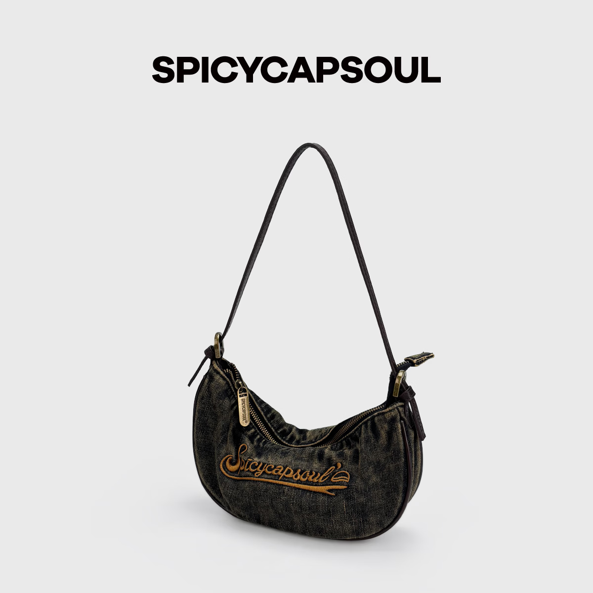 SPICYCAPSOUL【橘子瓣】池金物SCS小众腋下怀旧水洗小弯月腋下包(只可腋下) 【橘子瓣】海岸霓虹