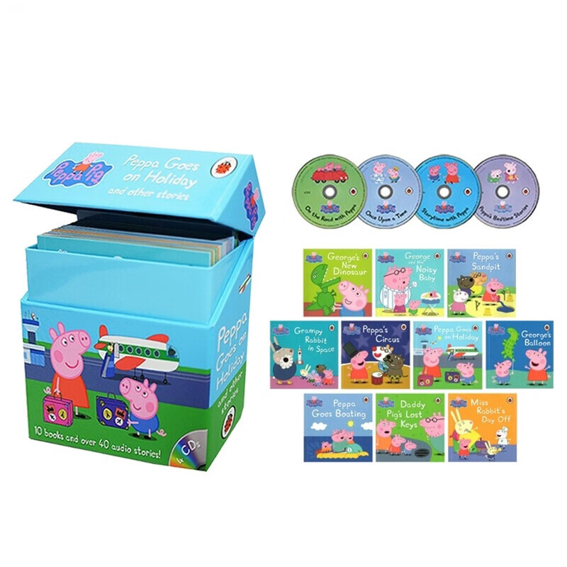 小猪佩奇 英文原版童书 Peppa Pig 10册书+4个CD彩色套装 进口怎么看?