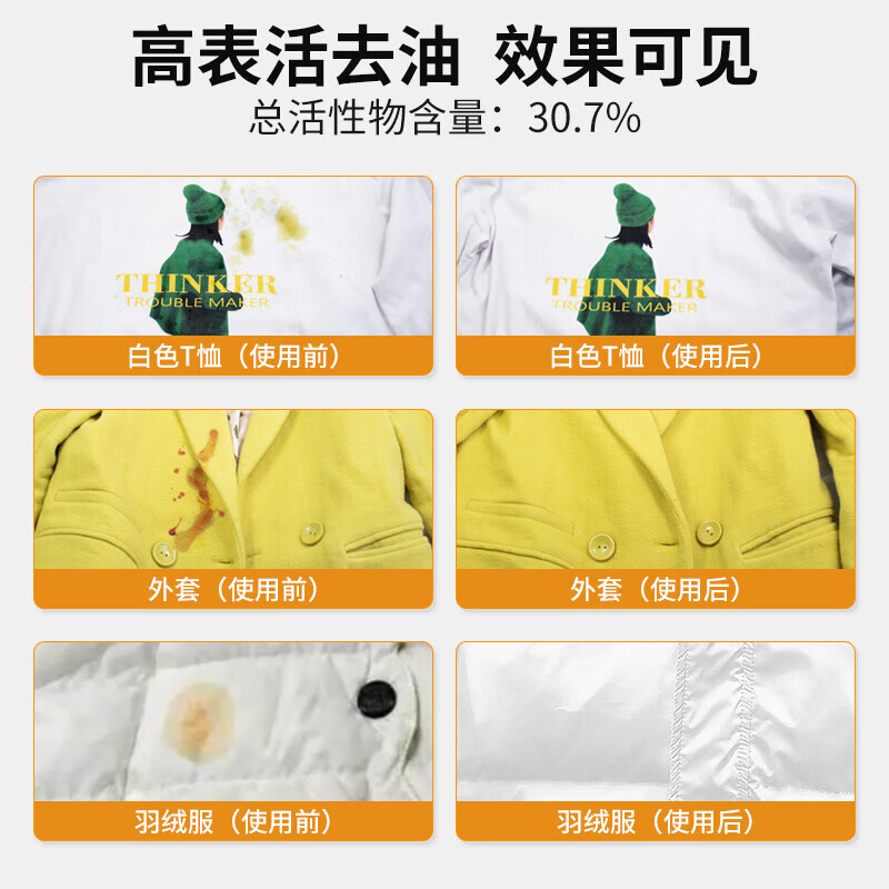 七澳去油王衣服油污清洁神器去除衣物油迹祛顽固老油斑渍清洗清洁剂 200ml 2瓶 去油王