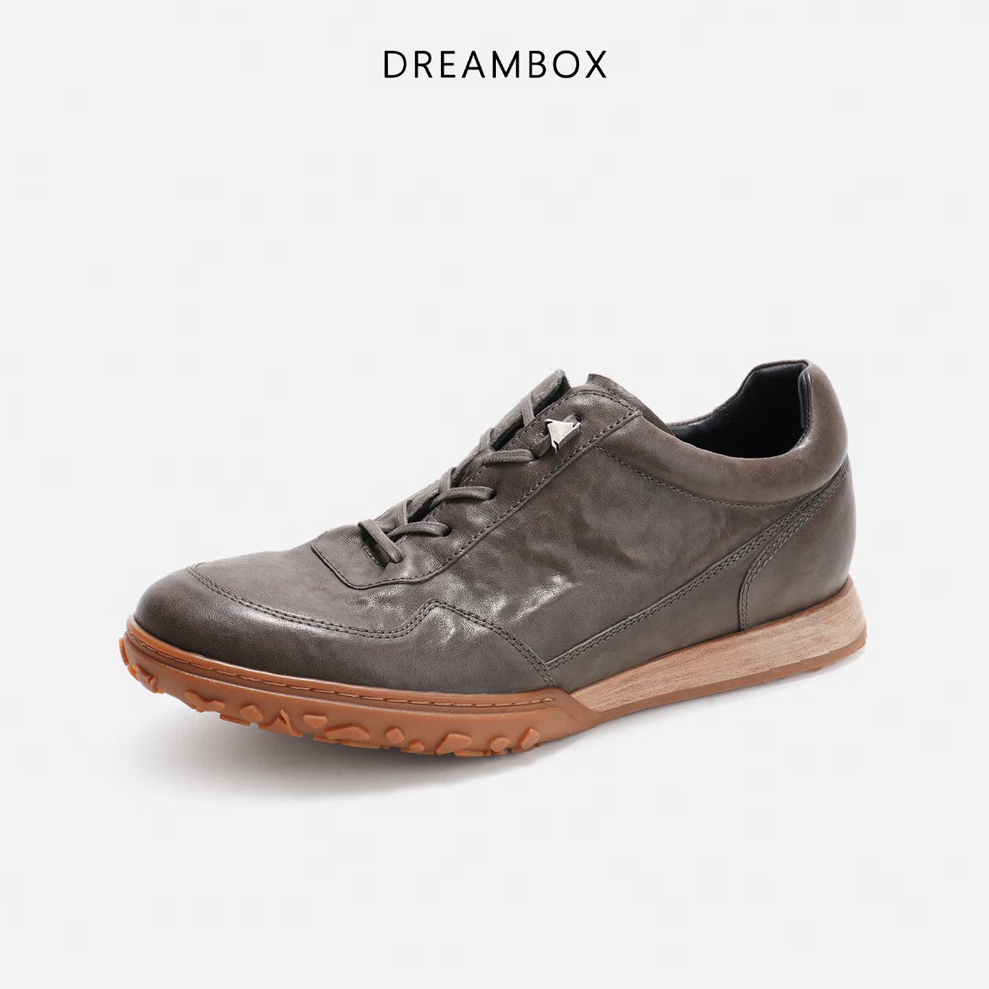 DREAMBOX钧博石洗马皮舒适透气德训鞋夏季新款时尚百搭运动休闲鞋 幻影灰 41 男码
