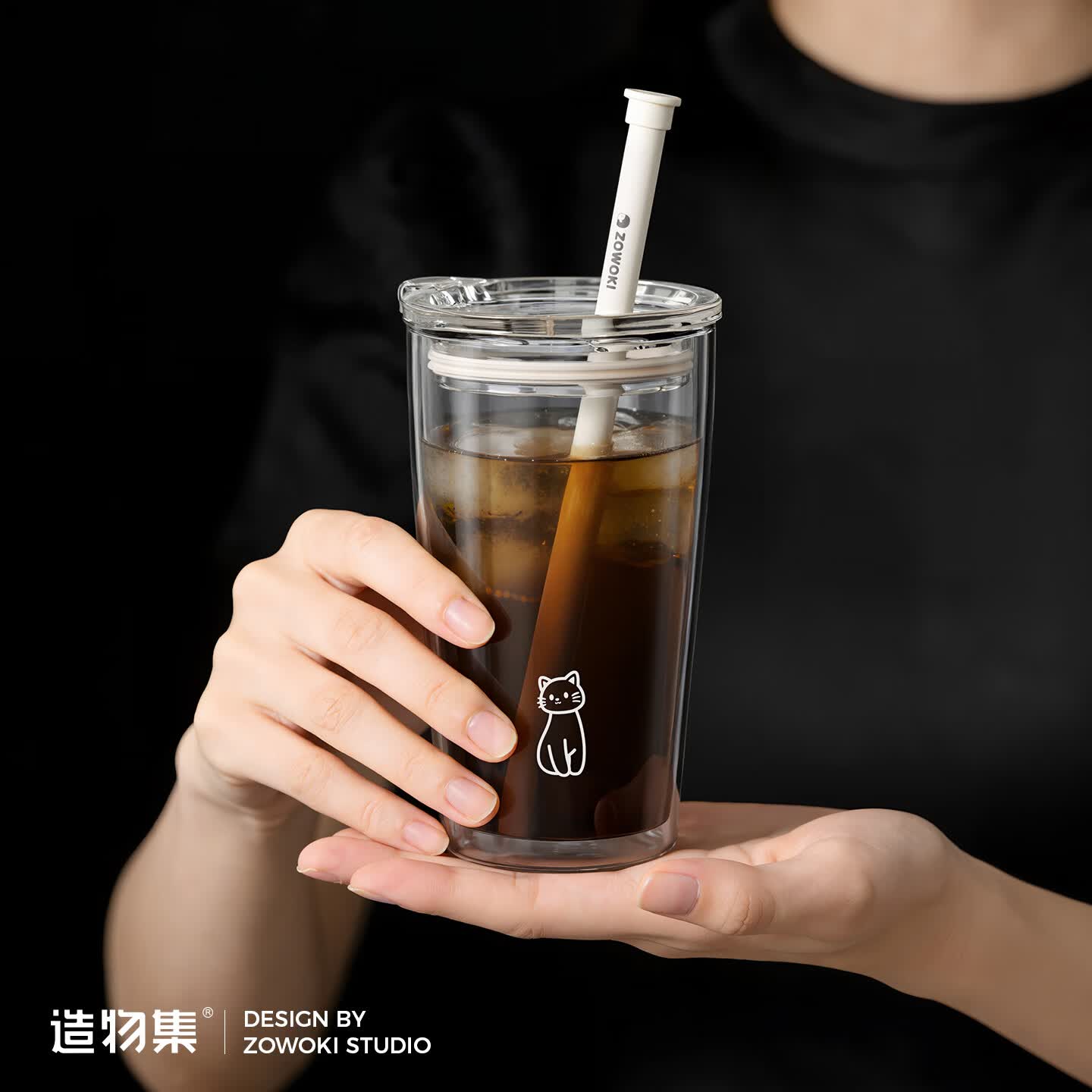 造物集高硼硅双层玻璃咖啡杯吸管杯高颜值抹茶杯子2026年新款 冰美-小慧