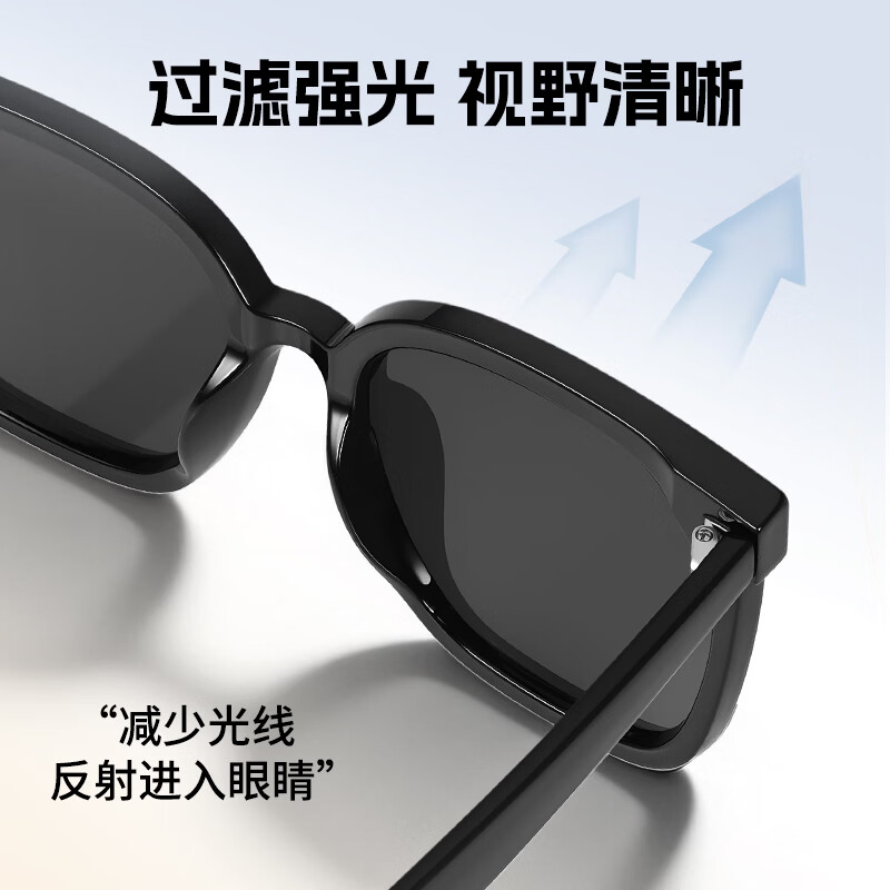 colore.in墨镜男款防晒偏光太阳镜防紫外线强光潮流痞帅开车专用大脸眼睛女 【次日达/全国八仓发货】黑框经典灰