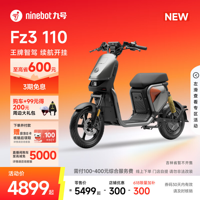 九号（Ninebot）【新国标电自新品】九号电动Fz3 110智能长续航电动自行车【门店自提】 到门店选颜色