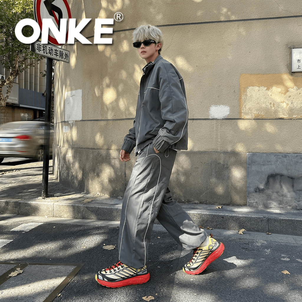 ONKE德国欧克新款运动鞋女百搭软底回弹减震透气轻便户外休闲跑步鞋男 赤焰红 46