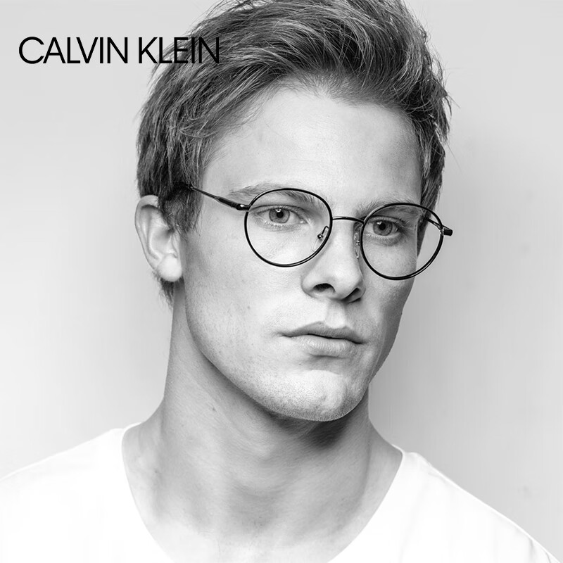 卡尔文·克莱恩（Calvin Klein）眼镜框 复古时尚金属男圆框眼镜黑色近视光学镜架女 CK5449 060 50mm