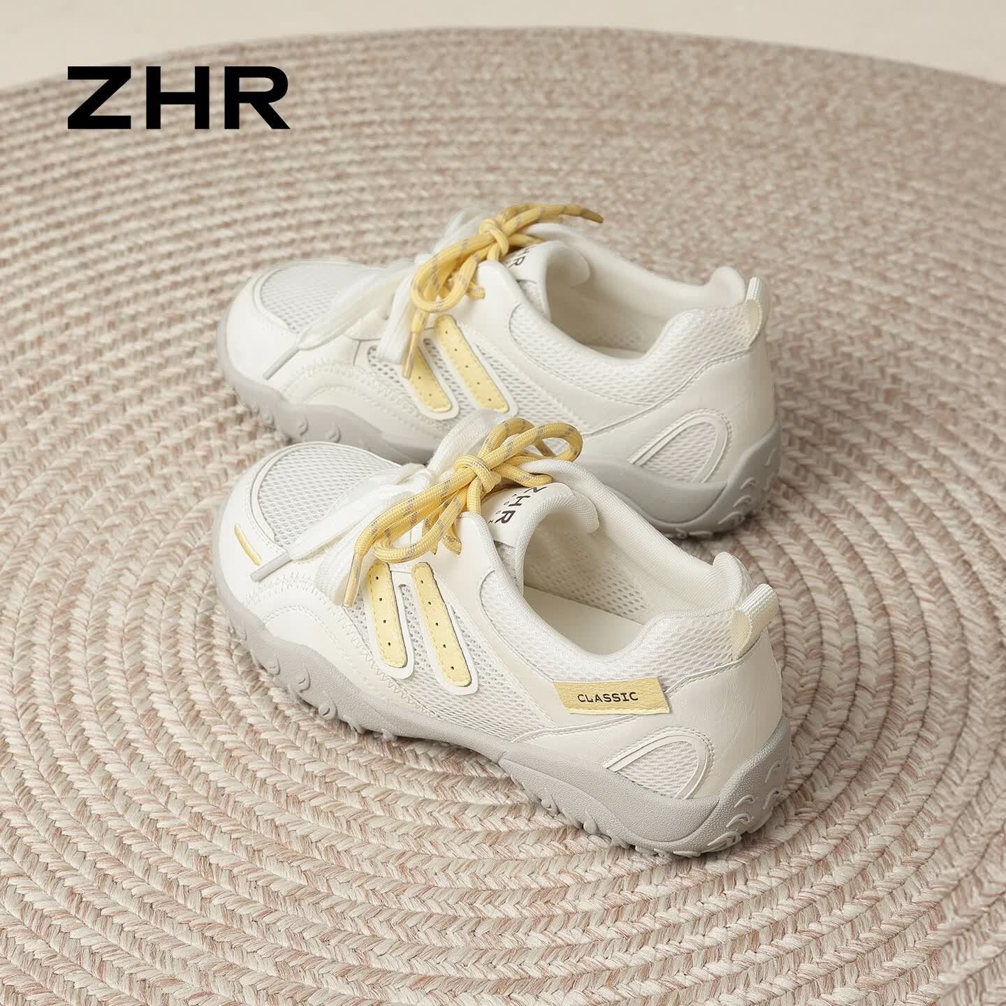 ZHR则则运动鞋女2026夏季新款网面透气软底户外登山鞋女鞋 FI32E黄色37