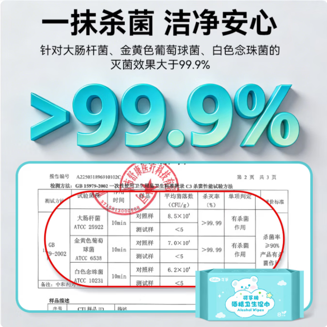 可孚75%酒精湿巾小包装迷你小包便携装消毒湿巾纸婴儿儿童护理 【迷你装15*14.5cm】8片/包*8包