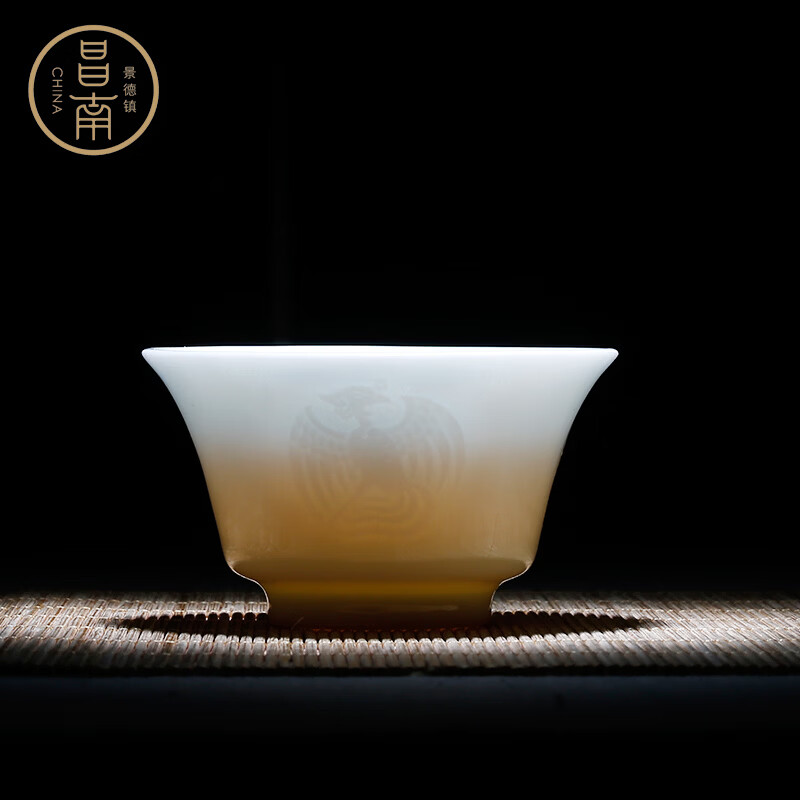 昌南景德镇陶瓷品茗杯小茶杯茶具主人杯斗笠杯陶瓷功夫茶杯主人杯 凤凰涅槃单杯