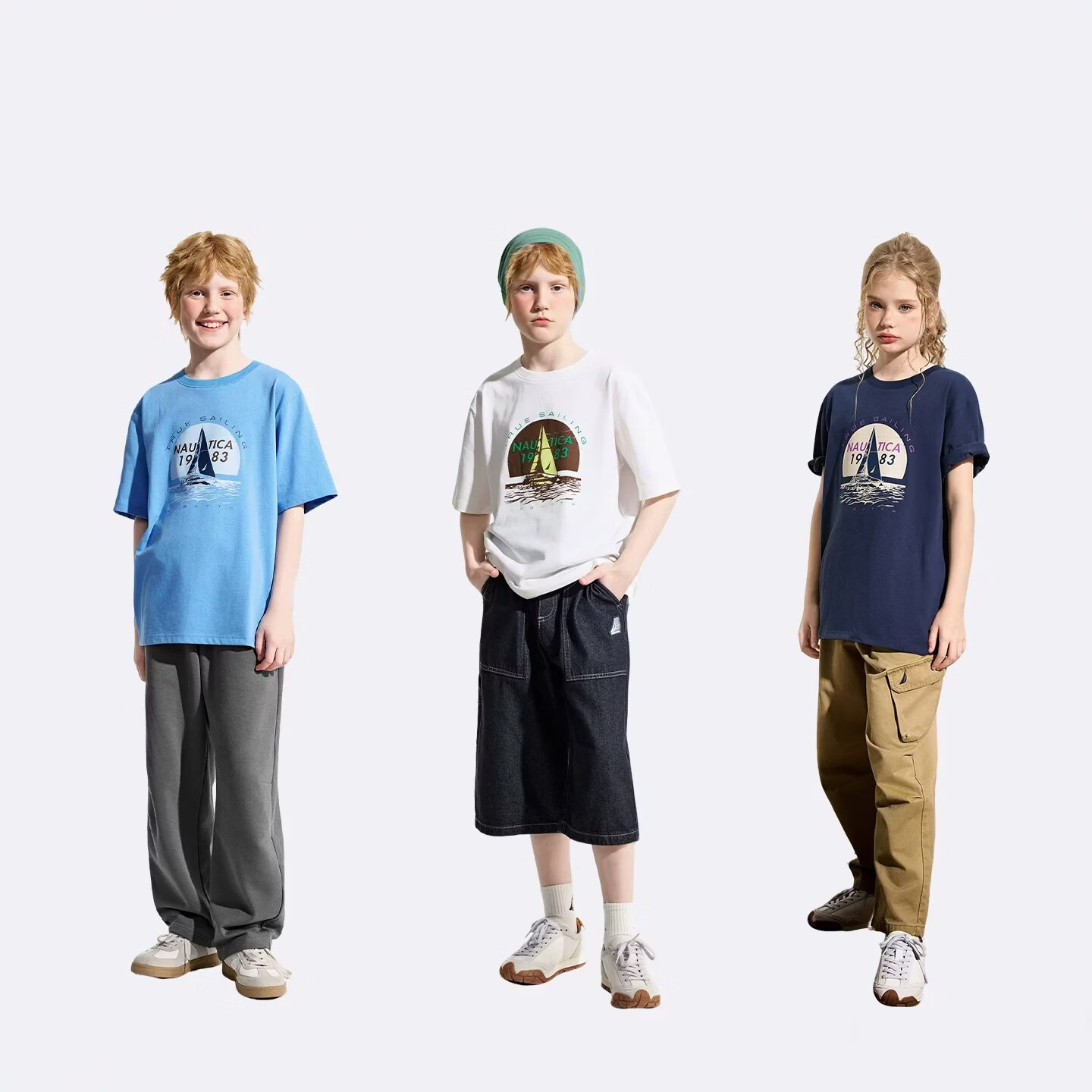 诺帝卡(NAUTICA)NAUTICA诺帝卡童装男童短袖t恤儿童夏装透气半袖2026新款女孩上衣 白色 170