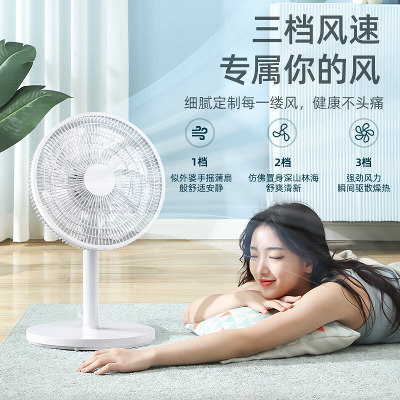 现代电风扇家用落地扇客厅卧室省电智能风扇无刷电机直流变频大风力风扇 遥控款升级加大