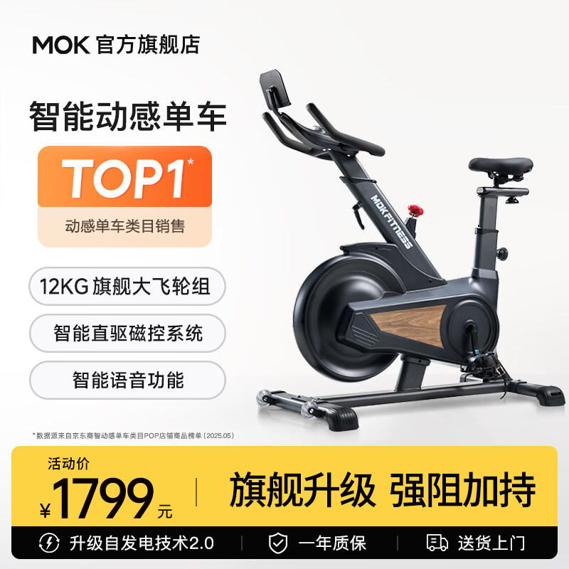 MOKFITNESSMOK(摩刻)-S10动感单车家用健身房智能磁控专业减肥运动器材静音 S10Ultra（玄武黑）