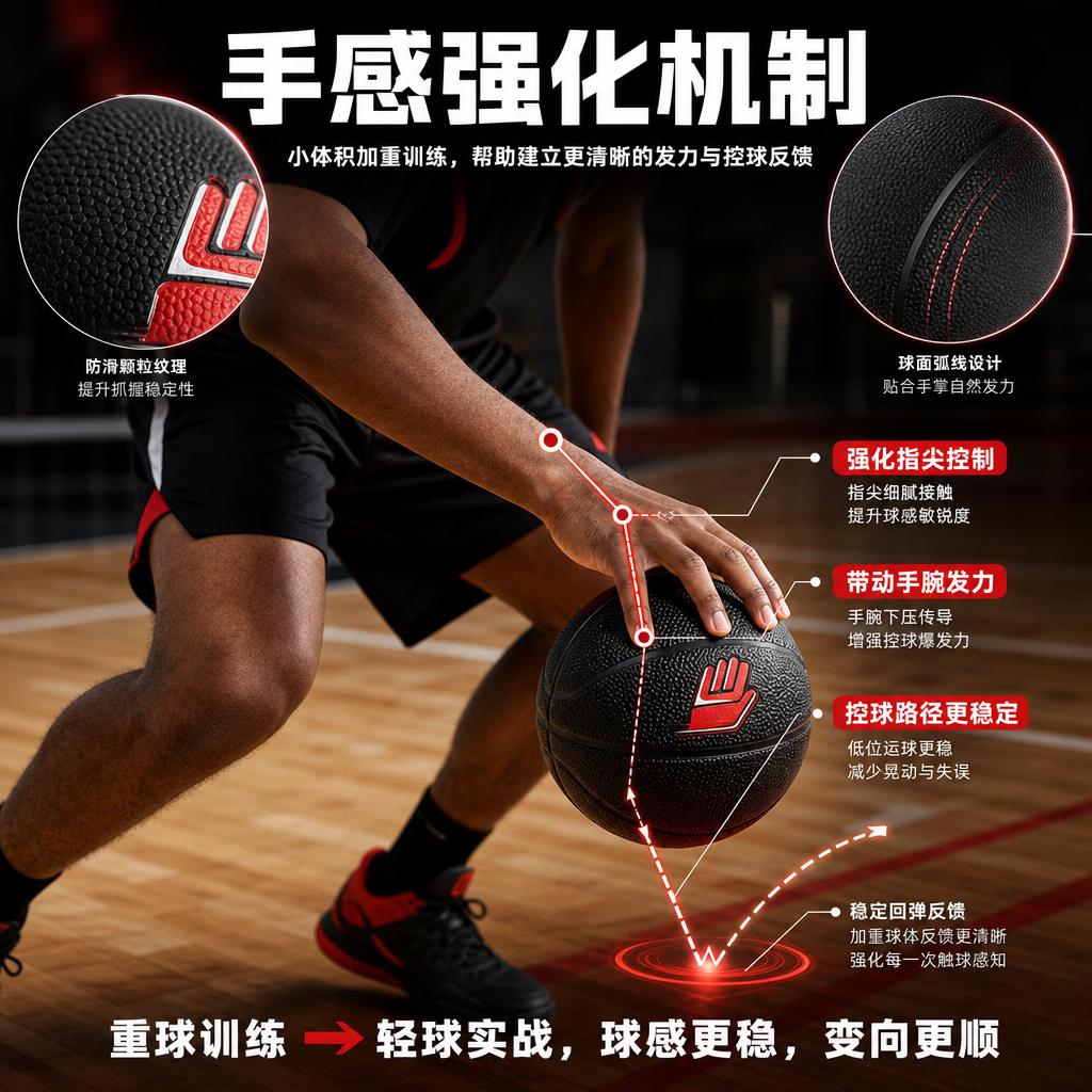 压哨手小重球手感提升PU加重小球控球训练青少年/成人加重篮球官方正品 黑色(0.9KG)赠送训练视频