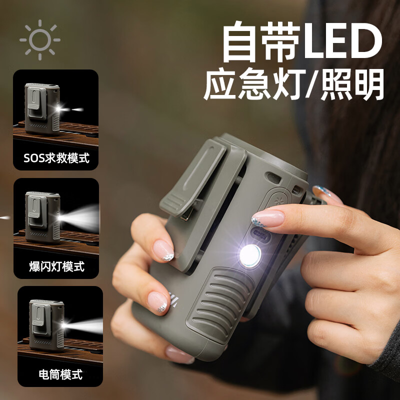 有厘头【重磅新品】户外挂腰风扇小型便携随身工地露营超强风力降温神器随身制冷USB充电超长续航小空调 黑色 挂腰风扇第1名<快至今日达>