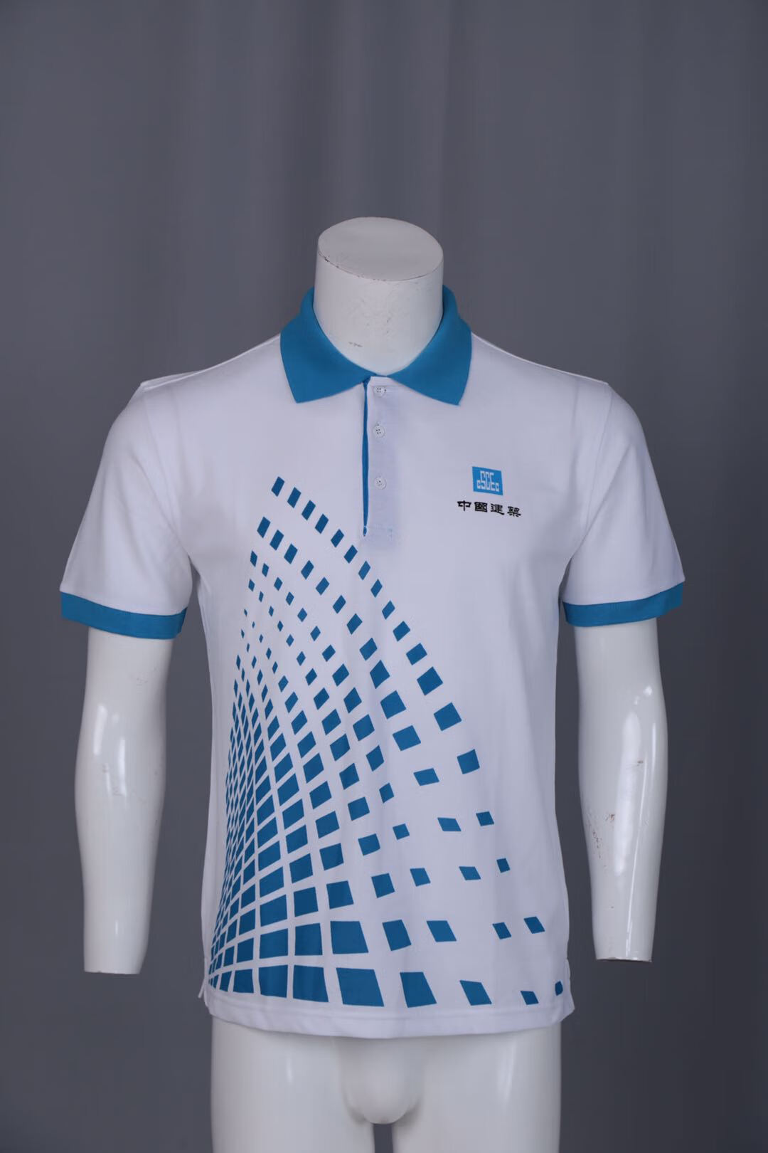 dkuq中建八局工作服中国建筑t恤文化衫夏季短袖ci工装polo衫 蓝领 m