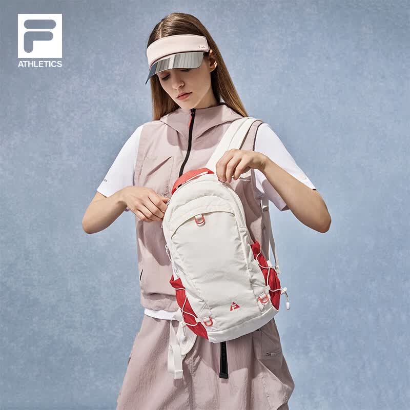 FILA户外运动双肩包|孙千同款 斐乐官方女包背包新款可折叠包书包 玉石白-WT XS