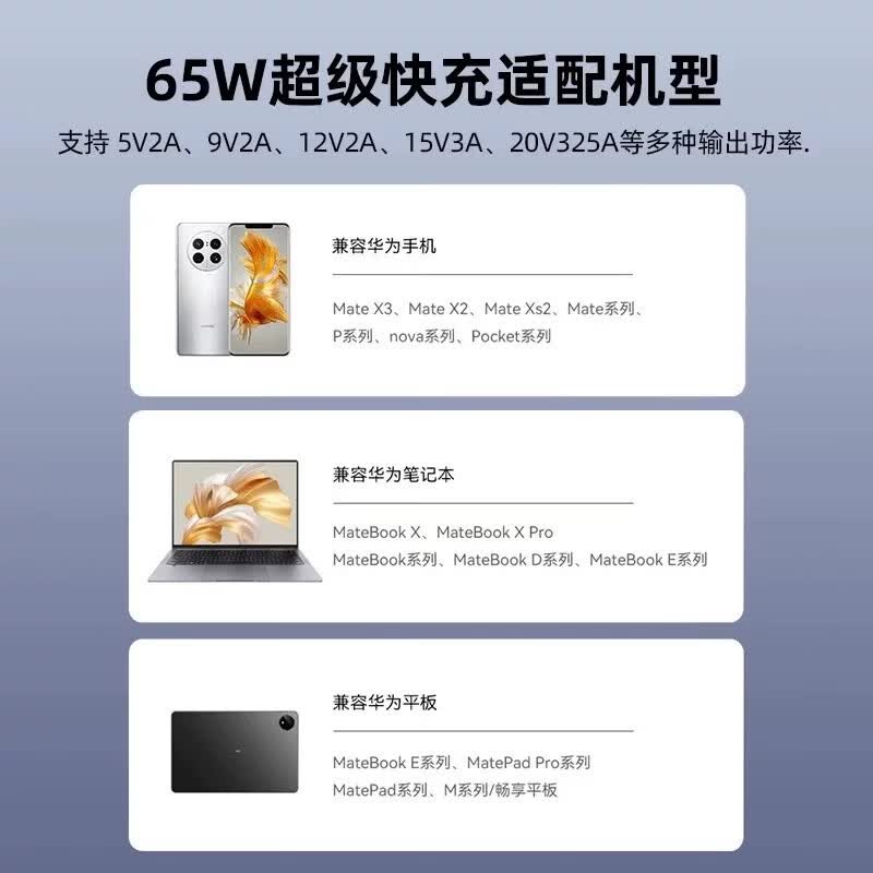 华为（HUAWEI）原装华为（HUAWEI)荣耀笔记本电脑充电器65W/90W超级快充 含1.8米线MateBook14/sXs/E/13全系通用 【简装】华为笔记本1.8米数据线