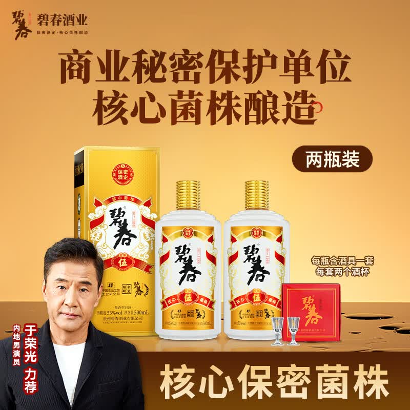 碧春伍酱香型白酒53度 贵州老字号宴请商务送礼500ml*2瓶装