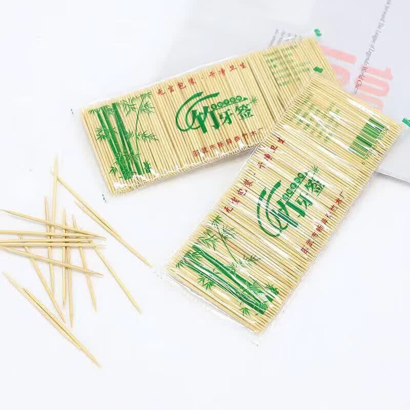 斐卓一次性双头竹制细牙签家用商用便携餐厅饭店袋装竹子掏牙剔牙神器 牙签约250只*(4包)【加粗】