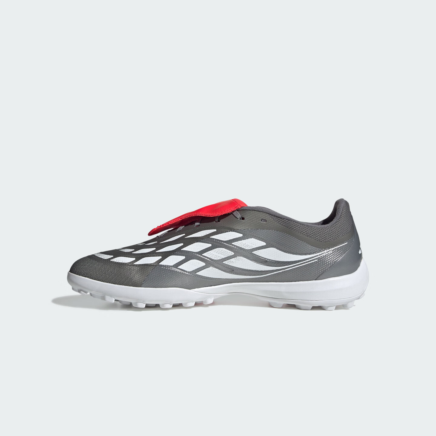adidas PREDATOR LEAGUE FT TF人草/室外硬地碎钉足球鞋阿迪达斯 亮金属铁灰/白金属/亮红 41