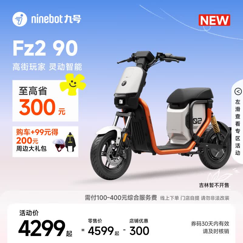 九号（Ninebot）【新国标电自新品】电动自行车Fz2 90 智能长续航电动自行车【门店自提】 到门店选颜色