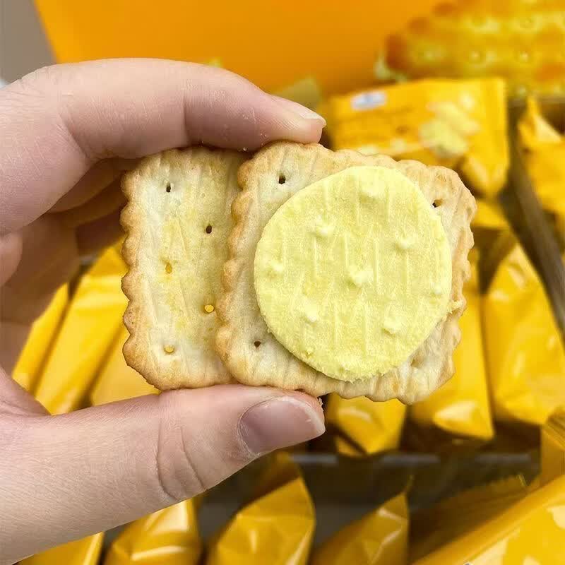 吉品到芝士夹心饼干柠檬味休闲追剧解馋零食美味酥脆充饥食品独立包装 芝士夹心饼干 60包【约500g】