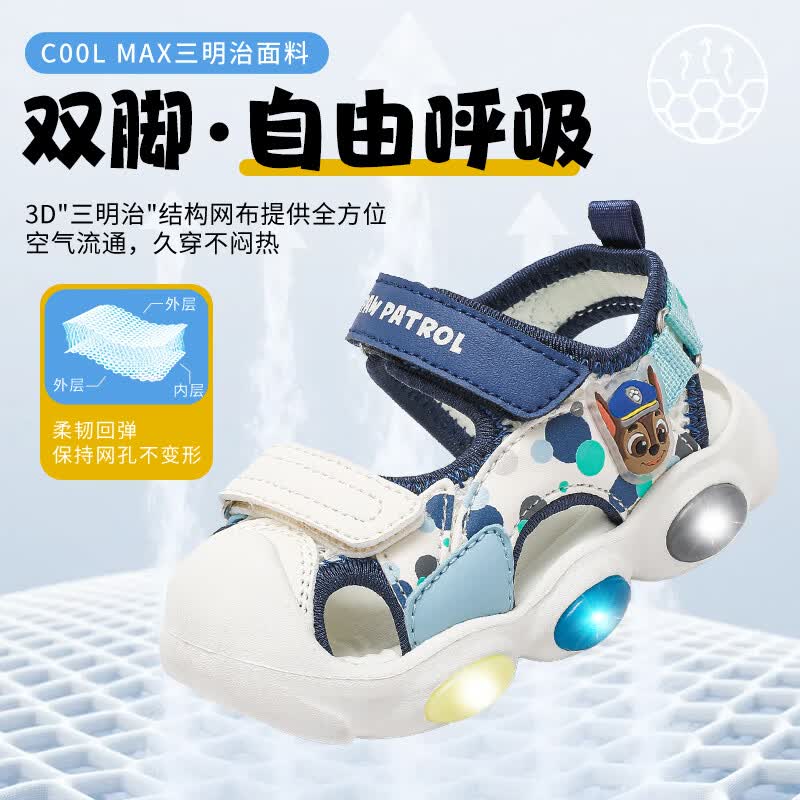 汪汪队立大功（PAW PATROL）汪汪队凉鞋软底学步鞋防滑洞洞鞋新款童鞋透气沙滩鞋运动鞋涉水鞋 蓝色阿奇 升级款 29