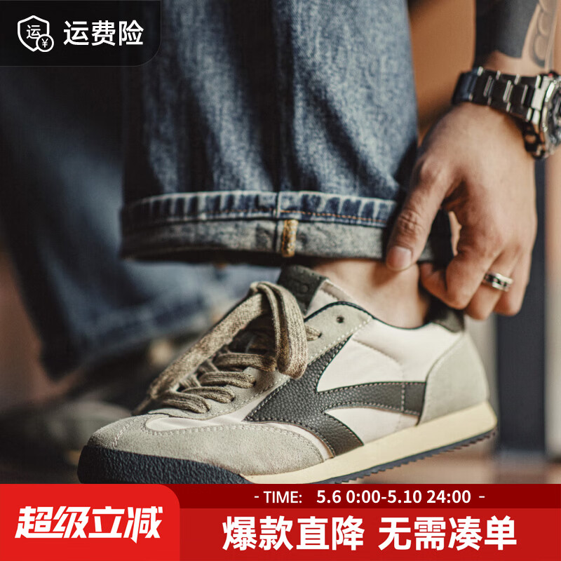 马登阿甘德训鞋男士2026春季新款复古小众百搭板鞋透气运动休闲鞋 烟灰色 【复古慢跑鞋/板鞋男/鞋子男款/夏季透气男鞋】 41 (255mm)
