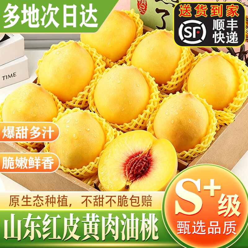 机林有果【顺丰当天发】正宗山东蒙阴黄桃鲜果当季水蜜桃新鲜水果时令礼盒 【A+级精选】2斤大果【约5-6个】