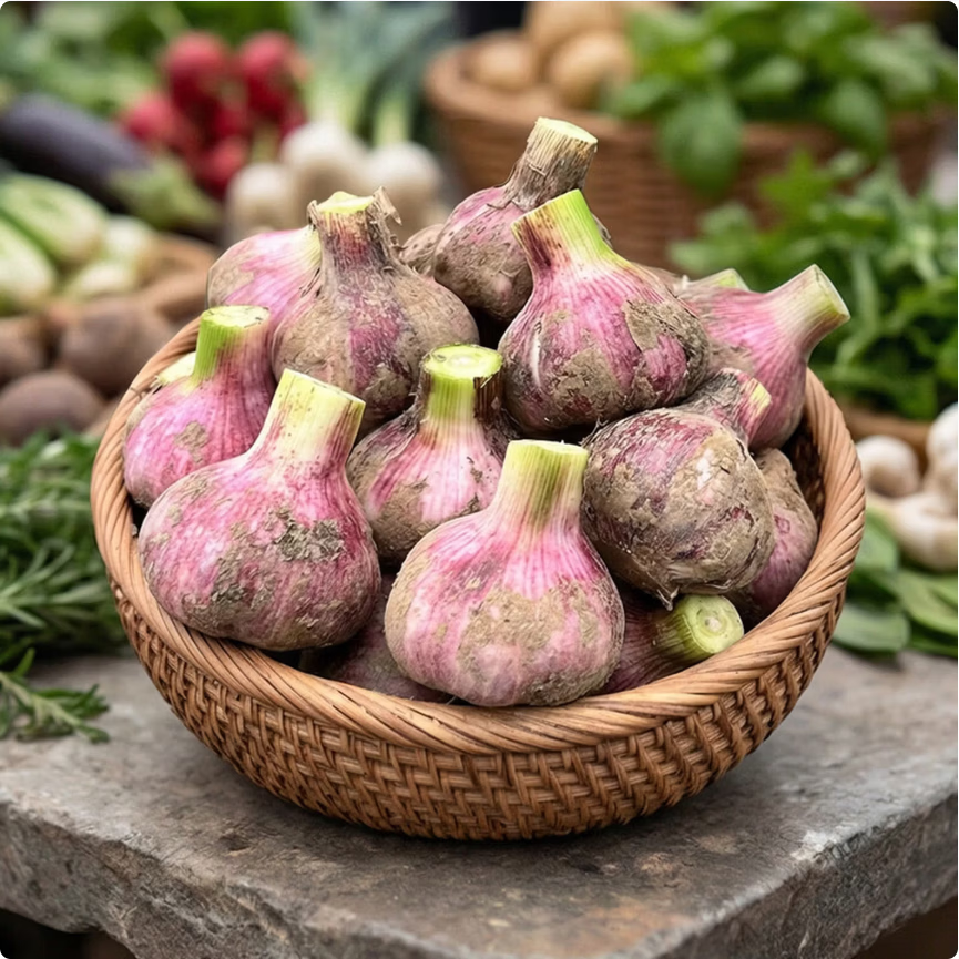 薏品甄鲜新鲜紫皮大蒜 新蒜 带泥紫皮大蒜头 鲜蒜 现挖现发 紫皮大蒜净重5斤【果径45mm+】