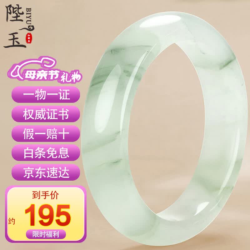 陛玉【母亲节礼物】玉手镯天山翠飘绿玉镯子附鉴定证书 58-59圈口