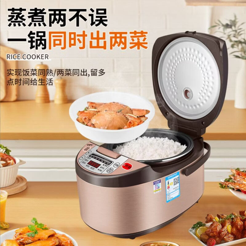 半球(PESKOE) 半球智能电饭煲家用正品预约蒸煮多功能全自动大容量陶瓷釉电饭锅 金色 3L 方煲(普通内胆)