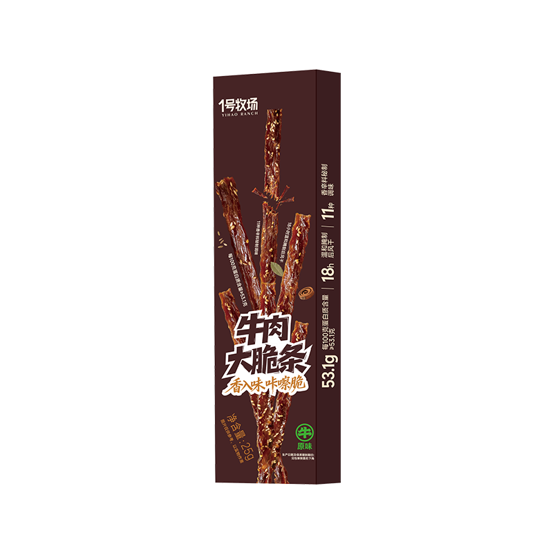 1号牧场大脆条 超干牛肉干 香脆牛肉条 25g原味 牛肉干