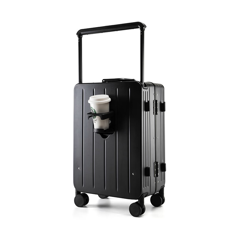 Walker Shop品牌行李箱铝框【前开盖】20寸登机箱商务出差拉杆箱万向轮旅行箱 曜石黑 20英寸 【登机箱/京东快递】