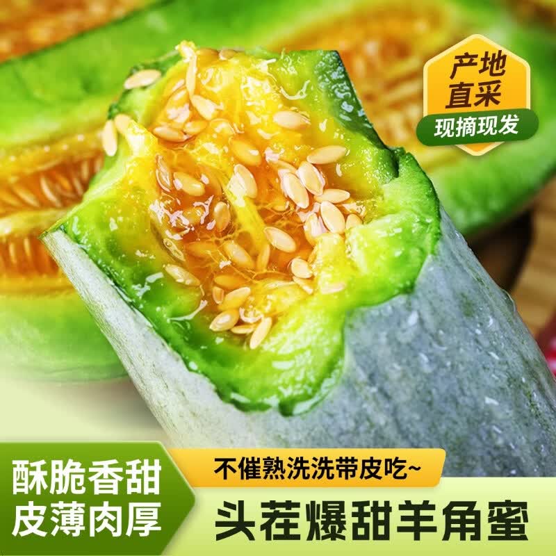 慧供山东羊角蜜甜瓜当应季孕妇新鲜水果头茬脆甜香瓜羊角 净重5斤（300+）精选果