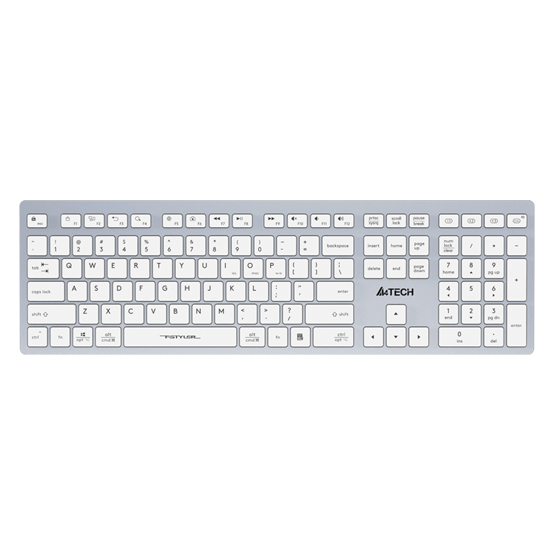 A4TECH 双飞燕 FBX50C 无线蓝牙键盘充电平板手机笔记本电脑办公打字专用 飞时代剪刀脚轻音键盘 白色