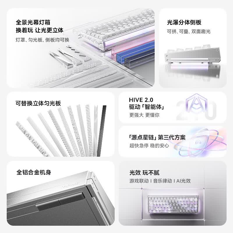 MelGeek蜜氪小蜜蜂 MADE68 V2 ULTRA 磁轴键盘TTC万磁王轴体电竞游戏打瓦无畏契约三角洲送礼好物男女朋友 MADE68ULTRA V2霜白光-Lite轴
