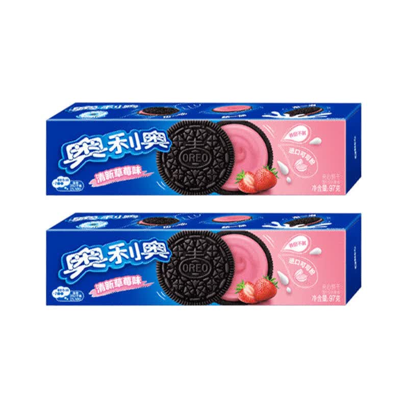 奥利奥（Oreo）夹心饼干原味草莓巧克力宿舍解饿零食儿童解馋休闲食品小吃 【2盒】草莓味97g*2盒