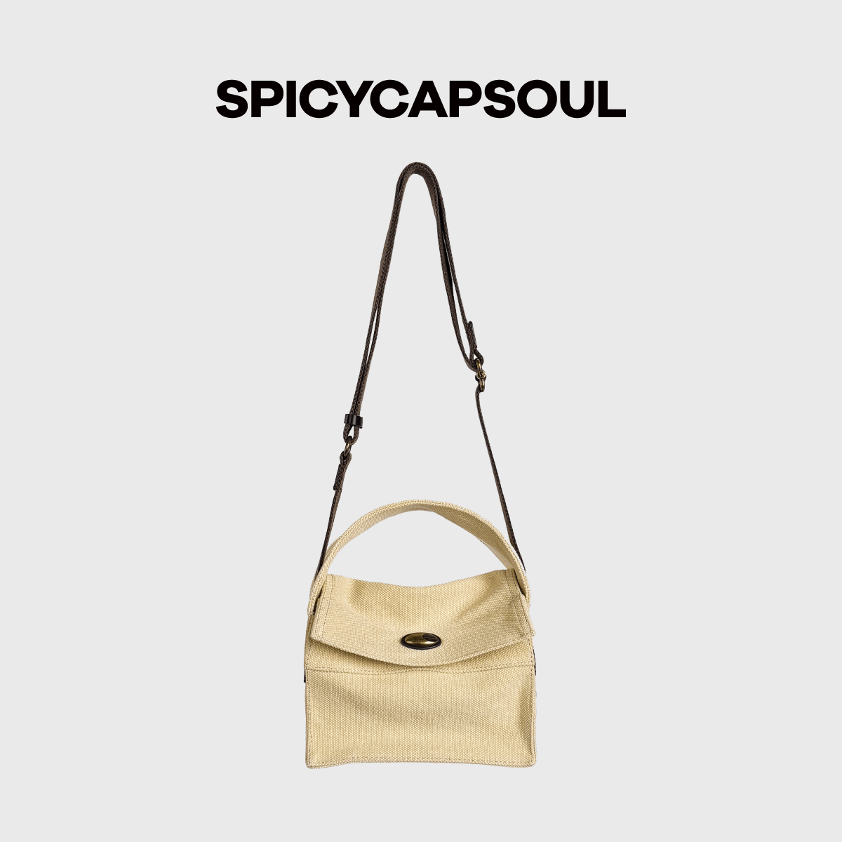 SPICYCAPSOUL【脏盒儿】池金物小众24安帆布磨洗工艺做旧手提斜挎盒子包 【脏盒儿】甘蓝紫