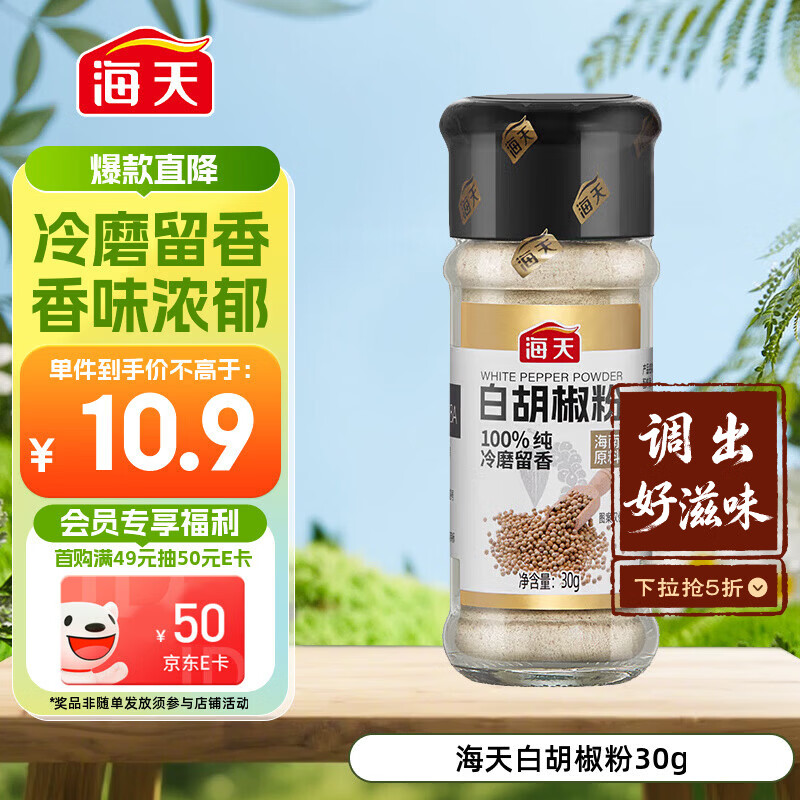 海天 白胡椒粉30g 烧烤料 烹饪煲汤 炒菜胡辣汤 香辛调料