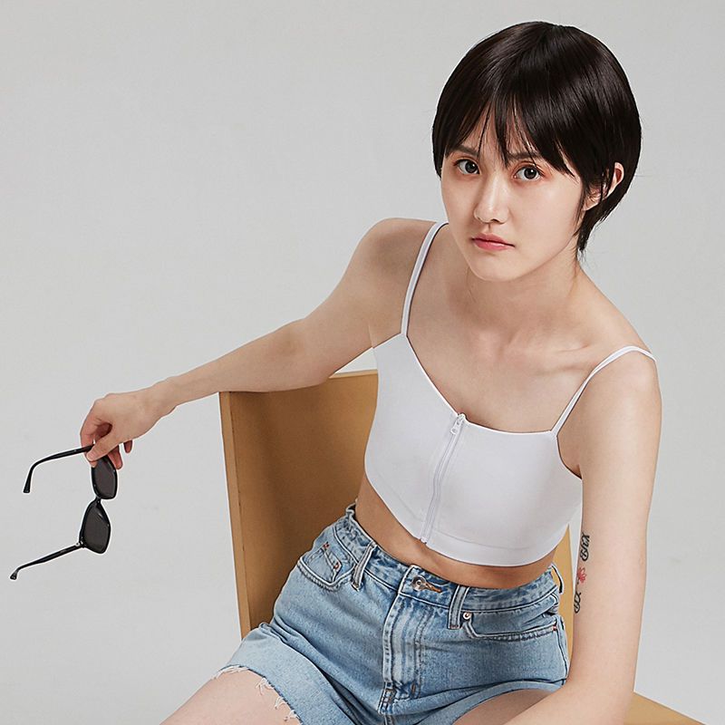 雅鹿束胸内衣女学生超平帅t裹胸les大胸显小绷带塑胸运动内衣吊带背心 白【前拉款】一秒平胸 M 【适合胸围80-85cm】