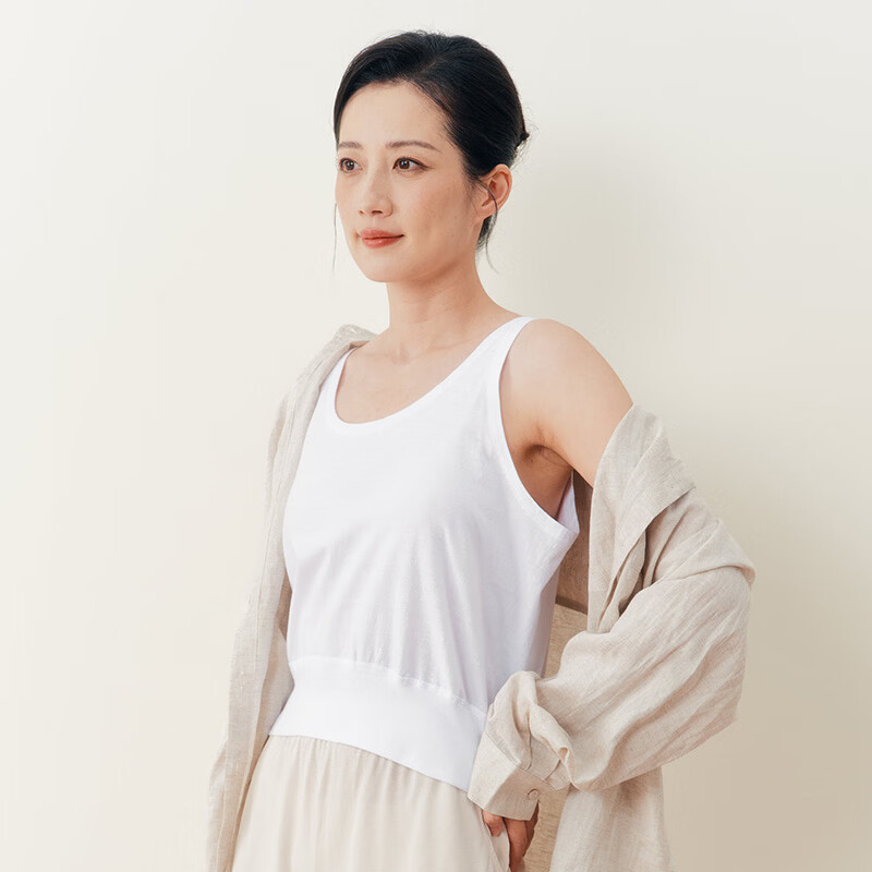 三枪小背心女内搭打底衫无袖上衣白色纯棉奶奶短款宽松汗布背心内衣 特白 3XL