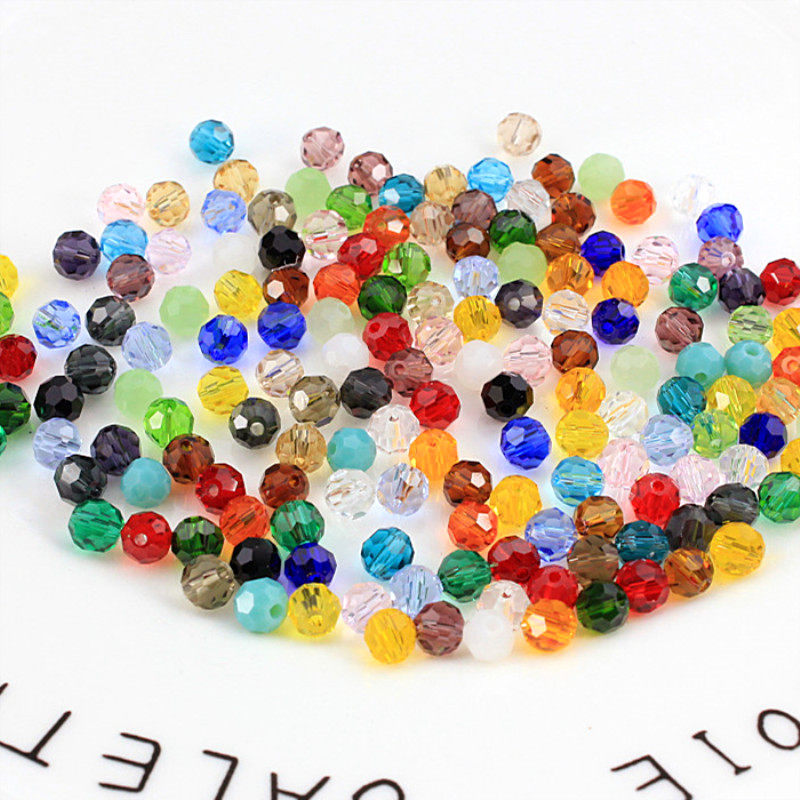 3-12mm混装玻璃圆珠手工串珠配件3MM 32切面水晶地球珠 DIY饰品 黑色 3mm条约/147颗
